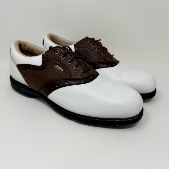 Dexter Leather Pivot Pro Golf Shoes Mens 9 1/2 Oxford Saddle Brown White K.5.4 - Picture 6 of 15